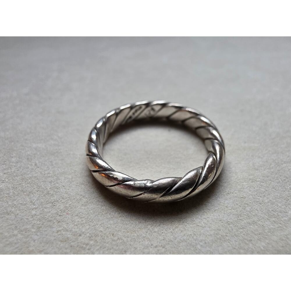 Vintage Mexico 925 Sterling Silver Twisted Rope Band Ring Handcrafted Size 9 - Picture 4 of 5